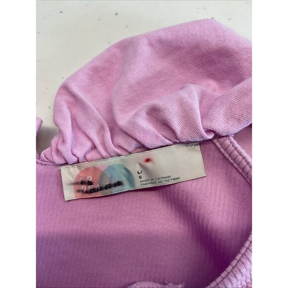 Free People Beach Talia‎ Mini Dress Purple Sz LG ruffled flounce summer feminine - Picture 4 of 8